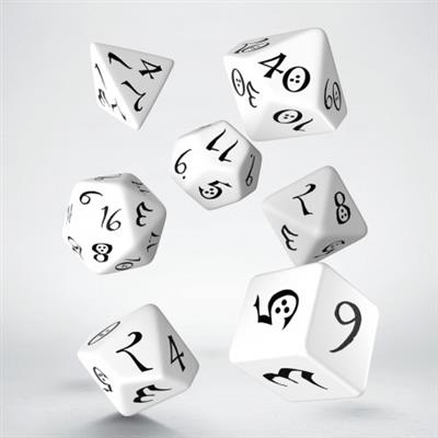 Klassisk RPG Tärningsset i Vitt & Svart (7 Stycken) Q-Workshop