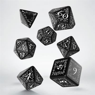 Elvish Black & White Dice Set (7) Q-Workshop