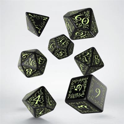 Elvish Black & Glow-in-the-Dark Dice Set (7) Q-Workshop