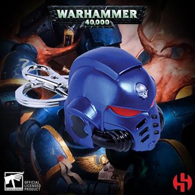 Primaris Space Marine Ultra Marines Helmet Nyckelring - Warhammer 40K Semic