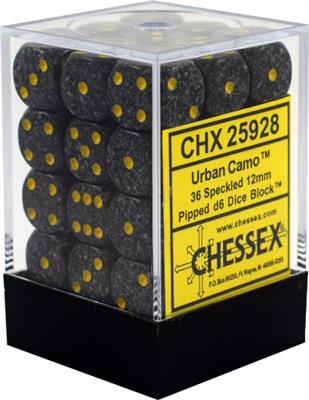 Chessex Speckled 12mm d6 Dice Blocks - Urban Camo (36 Dice) Chessex