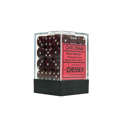 Chessex Speckled 12mm d6 Dice Blocks - Silver Volcano (36 Dice) Chessex