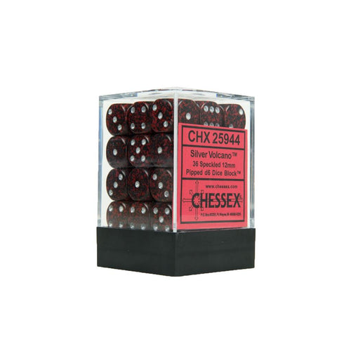 Chessex Speckled 12mm d6 Dice Blocks - Silver Volcano (36 Dice) Chessex