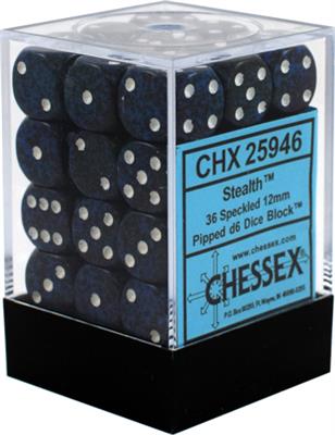 Chessex Spräcklig 12mm d6 Tärningar Blocks med Pips (36 Tärningar) Chessex