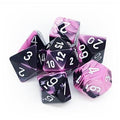 Chessex Gemini Polyhedral 7-Die Set - Svart-Rosa med Vit Chessex