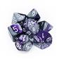 Chessex Gemini Polyhedral 7-Die Set - Lila-Stål med Vit Chessex