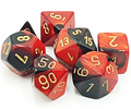 Chessex Gemini Polyhedral 7-Tärningsset - Svart-Röd med Guld Chessex