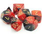 Chessex Gemini Polyhedral 7-Tärningsset - Svart-Röd med Guld Chessex