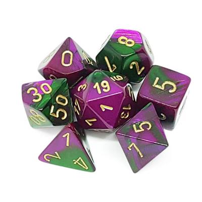 Chessex Gemini Polyhedral 7-Die Set - Grön-Lila med Guld Chessex