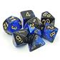 Chessex Gemini Polyhedral 7-Die Set - Svart-Blå med Guld Chessex
