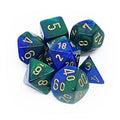 Chessex Gemini Polyhedral 7-Die Set - Blå-Grön med Guld Chessex