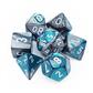 Chessex Gemini Polyhedral 7-Die Set - Steel-Teal med vita siffror Chessex
