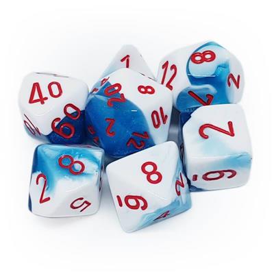 Chessex Gemini Polyhedral 7-Die Set - Astral Blue-White med Röda Chessex