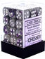 Chessex Gemini 12mm d6 Tärningsblock med Pips (36 Tärningar) - Lila-Stål med Vit Chessex