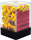 Chessex Gemini 12mm d6 Dice Blocks - Red-Yellow with Silver (36 Dice) Chessex