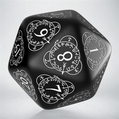 D20 Level Counter Tärning i Svart och Vit Q-Workshop