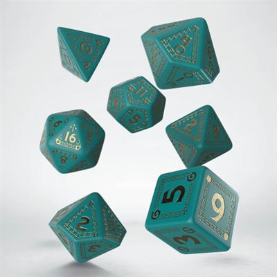 RuneQuest Turquoise & Gold Dice Set (7) Q-Workshop