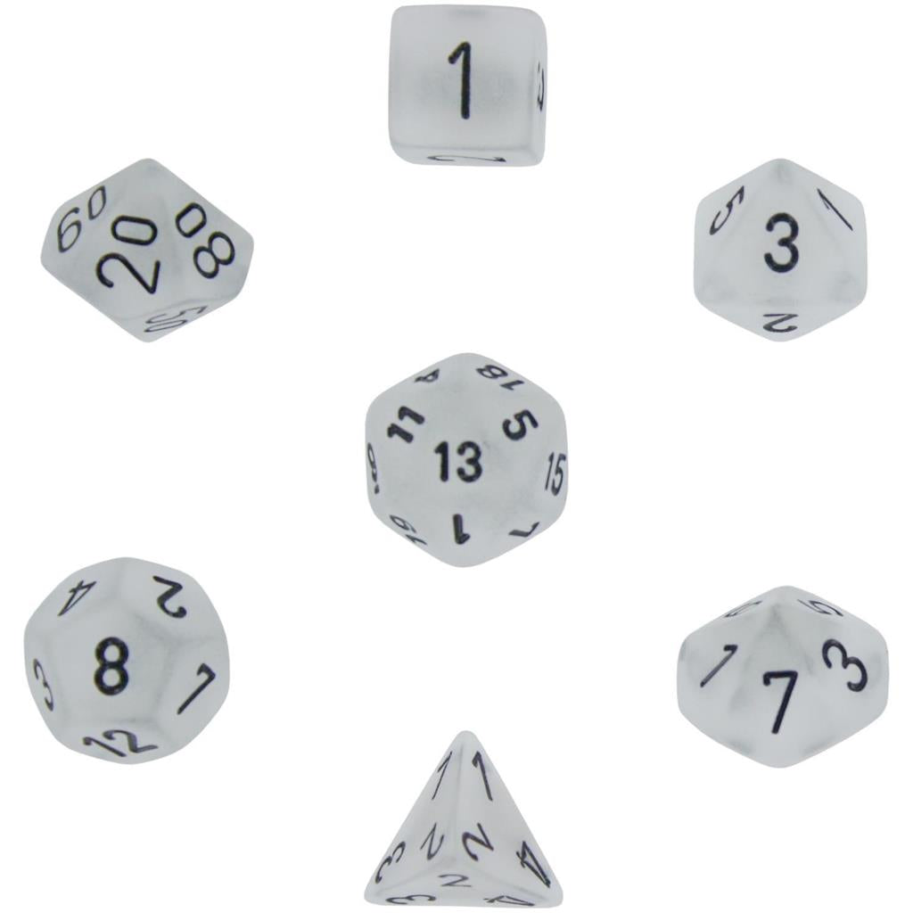 Chessex Frosted 7-Die Set - Clear med Svart Chessex
