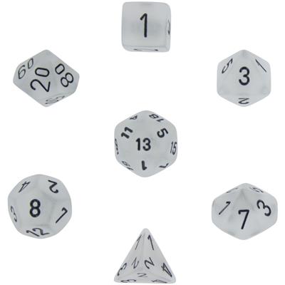 Chessex Frosted 7-Die Set - Clear med Svart Chessex