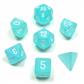 Chessex Frosted 7-Tärningsset - Teal med Vit Chessex