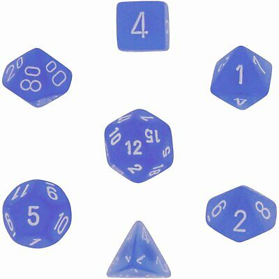 Chessex Frosted 7-Tärningsset - Blå med Vit Chessex