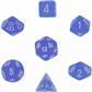 Chessex Frosted 7-Tärningsset - Blå med Vit Chessex