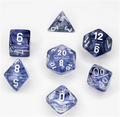 Chessex Nebula 7-Tärningsset - Svart med Vit Chessex
