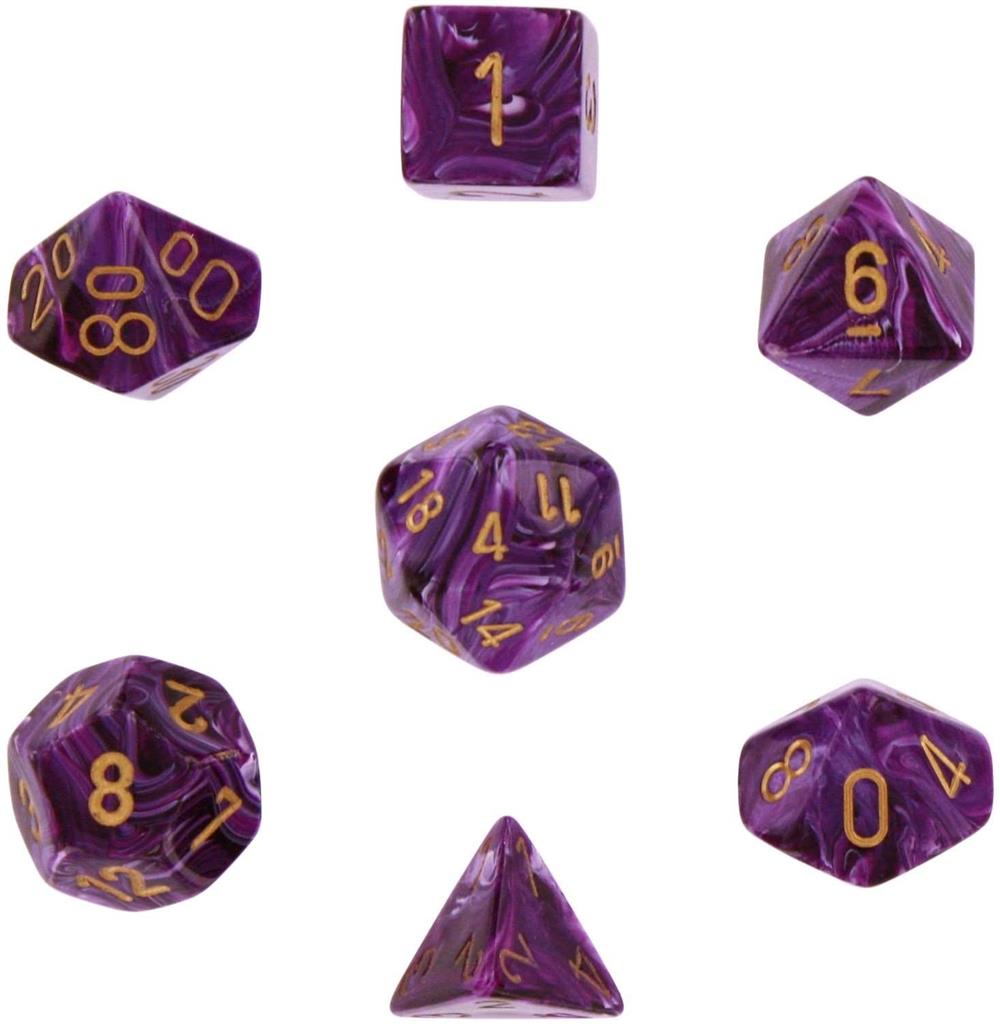 Chessex Vortex 7-Tärningsset - Lila med Guld Chessex