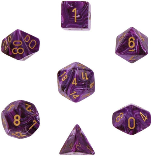 Chessex Vortex 7-Tärningsset - Lila med Guld Chessex