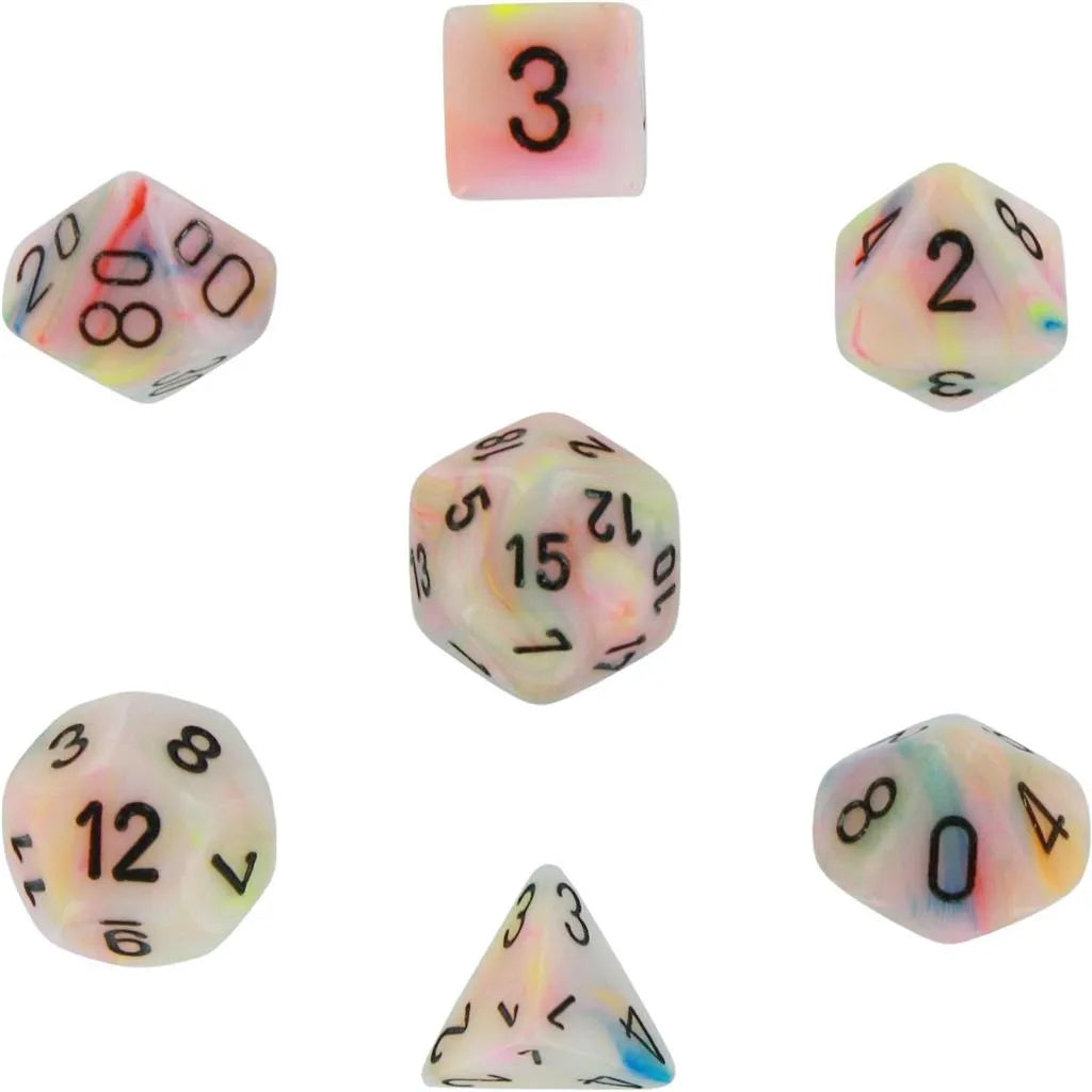 Chessex Festive 7-Tärningsset - Circus med svart Chessex