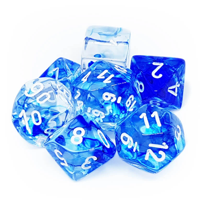 Chessex Nebula 7-Die Set - Mörkblå med vit Chessex