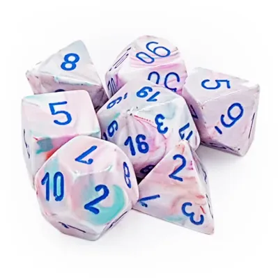 Chessex Festive Polyhedral 7-Tärningsset - Pop Art med Blå Chessex