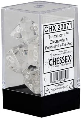 Chessex Translucent Polyhedral 7-Die Set - Clear/White Chessex