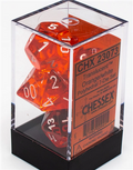 Chessex Translucent Polyhedral 7-Die Set - Orange/White Chessex
