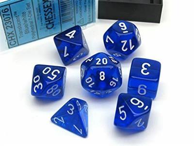 Chessex Translucent Polyhedral 7-Die Set - Blue/White Chessex