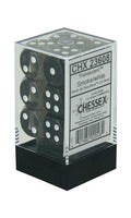 Chessex Translucent 16mm d6 med prickar Dice Blocks (12 Dice) - Rök med vit Chessex