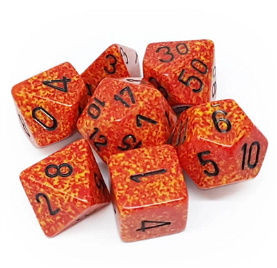 Chessex Speckled Polyhedral 7-Die Set - Fire Chessex