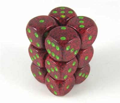 Chessex Speckled 16mm d6 Tärningar med Pips - Jordgubbe (12 Tärningar) Chessex