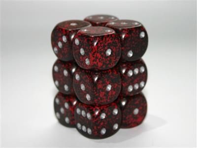 Chessex Speckled 16mm d6 med Pips Dice Blocks (12 Tärningar) - Silver Volcano Chessex