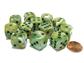 Chessex 16mm d6 Dice Block (12 Dice) - Marble Green with Dark Green Chessex