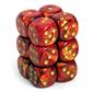 Chessex 16mm d6 med pips Dice Blocks (12 tärningar) - Scarab Scarlet med guld Chessex