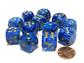 Chessex 16mm d6 med pips Tärningsblock (12 Tärningar) - Vortex Blue med guld Chessex