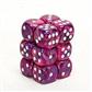 Chessex 16mm d6 med pips Tärningsblock (12 Tärningar) - Festiv Lila med Vit Chessex
