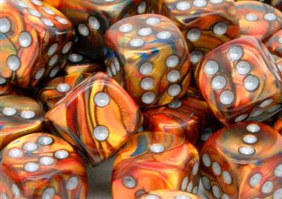 Chessex 16mm d6 Dice Blocks - Lustrous Gold w/Silver (12 Dice) Chessex