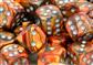 Chessex 16mm d6 Dice Blocks - Lustrous Gold w/Silver (12 Dice) Chessex
