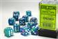Chessex 16mm d6 med prickar Dice Blocks (12 Dice) - Festiv Waterlily/Vit Chessex