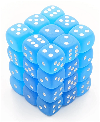 Chessex Signature 12mm d6 Dice Blocks - Frosted Caribbean Blue Chessex