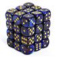 Chessex Signature 12mm d6 med pips Dice Blocks (36 Dice) - Scarab Royal Blue med guld Chessex