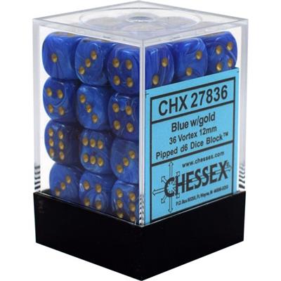 Chessex Signature 12mm d6 tärningar med pips - Vortex Blue Chessex