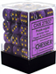 Chessex Signature 12mm d6 med pips Tärningsblock (36 Tärningar) - Vortex Lila med Guld Chessex